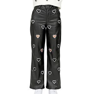 Eterea Julieta & Julieta Vegan Black‎ Leather Embroidered Heart Cutout Pants 36
